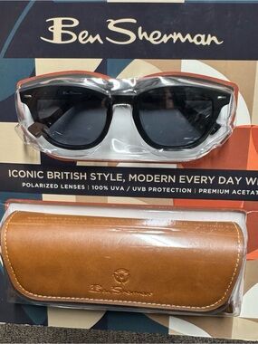 Ben Sherman Black Frame Sunglasses with Brown Case